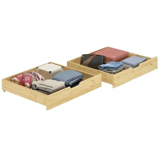Erst-Holz Bettkasten Staukasten für Betten - 2-teilig - Kiefer Natur - 90.10-S2