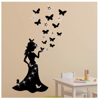 Ambiance-Live Wandaufkleber Schmetterling Prinzessin – 70 x 55 cm schwarz
