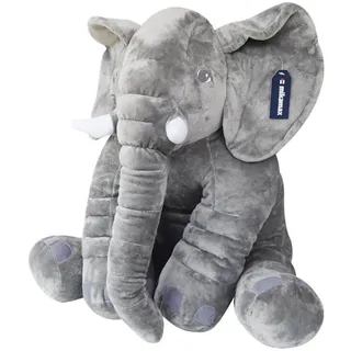 Kuscheliger Elefantenkissen Plüschfreund, 60 cm - Weiches Kinder Kopfkissen für süße Träume, in Grau, Ideal als Spielzeug und Schlafbegleiter
