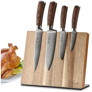 Wakoli Messerset, Braun, Holz, Metall, Echtholz,Akazie, Kochen, Küchenmesser, Messersets