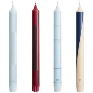 Hay Pattern Stabkerze Set of 4 Blues and Bordeaux