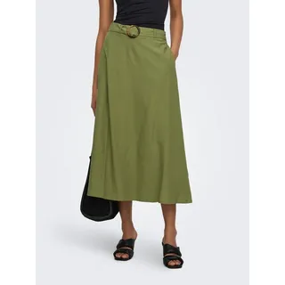 JDY Maxirock JDYMILAN LINEN HW BELTED SKIRT WVN DIA Sommerrock mit Leinen grün L (40)