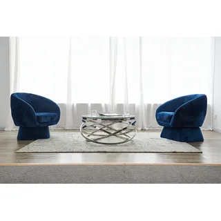 SalesFever Couchtisch rund Silber Edelstahl 80 x 42 cm