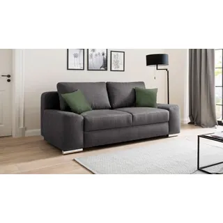 Schlafsofa Dauerschläfer Couch Aldo de Luxe Stoff graphit Boxspring Bettkasten