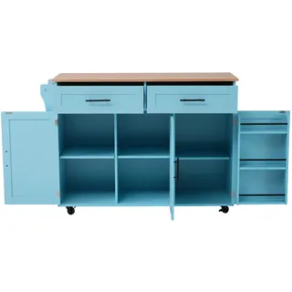 Mobile Kücheninsel Mit Stauraum, Mdf Hellblau, 129 X 46 X 91,5 Cm, Modenuit