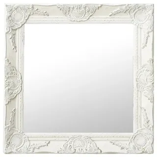 Homiuse Wandspiegel im Barock-Stil 50x50 cm Weiß - Vintage Fensterspiegel Shabby Chic Möbel - Antik Badezimmerspiegel für Flur Deko