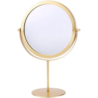 Tischspiegel, Kosmetikspiegel, Standspiegel, Frei Verstellbarer Winkel, Runder Fuß (gold)