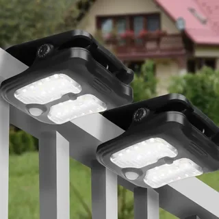 cuzile Solarlampen für Außen,2 Stück Clip-on Solarleuchten mit Bewegungsmelder, 30 LEDs mit 4 Modi& Mücken abwehren, Wasserdicht Solar Lampe für Garten Zaun Geländer Dachrinnen Beleuchtung