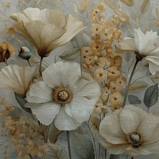 EUROART Wandbild 50 x cm Elegant Flowers I Aluminium Gold