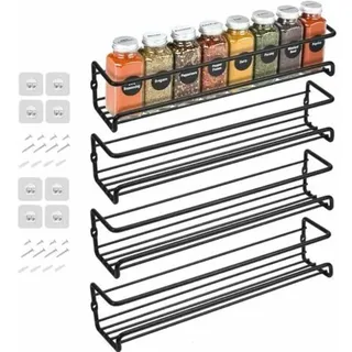 4er-set Gewürzregale Aus Kohlenstoffstahl – Wandmontage Mit Kleber Oder Schrauben – Maße: 290 X 60 X 60 Mm – Für Küche Und Speisekammer