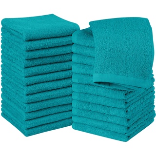 Utopia Towels - 24 Stück Seiftücher, 30x30 cm mit Aufhängeschlaufen, saugfähige Waschlappen zum Abwischen und Reinigen des Gesichts aus 100% Baumwolle (Türkis)