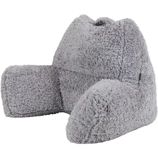 I.C.O.N. Icon Teddybär Rückenlehne Lesekissen, Grau, Lesekissen Flauschig mit Sitzsack Füllung, Rückenstütze mit Tragegriff