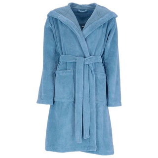Bugatti Damenbademantel Damen Bademantel mit Kapuze, Romina, Baumwolle, hohe Markenqualität blau S | 102 cm