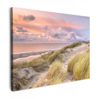 MuchoWow© Bild auf Leinwand Gemälde Leinwandbild Dekoration Wohnzimmer | 40x30 cm - Bilder Wall Decoration Wandbild Deko Moderne Wandbilder Strandbilder - Stranddeko - Strand und Meer - See
