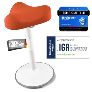 Vina Home® SH-01S Bürohocker Ergonomisch [IGR Zertifiziert] | Sitzhocker ergonomisch höhenverstellbar [47-65 cm]| Ergonomischer Hocker für Arbeit & Freizeit | Schwingeffekt [rutschfest] (Orange)