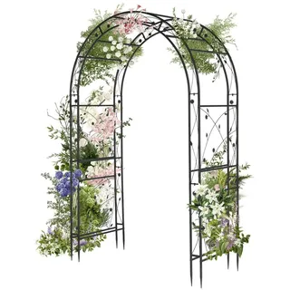 ALIGHTUP Rosenbogen aus Metall 134.5X 58.5x213cm, Gartenbogen für Kletterpflanzen - Schwarz