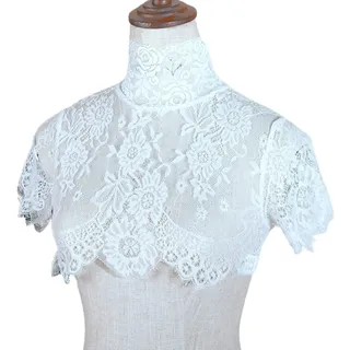 Lilinzhi Rollkragen mit Blumenmuster und Spitze, abnehmbarer falscher Kragen, hoher Kragen, dekorativer Schal für Damen, W, 46