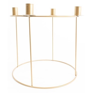 TrendLine Deko Metall Adventskranz, gold, Ø 29 cm Weihnachtskranz Tischkranz