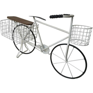 All Chic Weißer Vintage-Fahrrad-Pflanzkorb aus Metall für Fahrrad, Gartendekoration