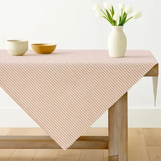Luzzxfa Rosa Gestreifte Tischdecke 85x85 cm aus Polyester, Abwaschbar, Fleckschutz, Outdoor Tischtuch für Esszimmer, Garten, Party, Hochzeiten oder Haushalt
