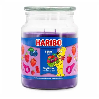 HARIBO Duftkerze im Glas | Berry Mix | Duftkerze Fruchtig | 100h | 2 Dochte | Geschenkidee für Frauen | Sommerkerze