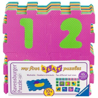Ravensburger Kinderpuzzle - 06985 Zahlen und Tiere - Schaumstoff-Puzzle für Kinder ab 10 Monaten, mit 45 Teilen