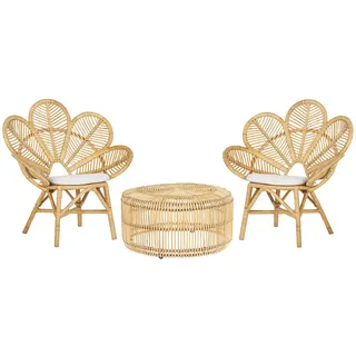 Beliani Balkonset beige Natur, Beige, Naturmaterialien, 2-Sitzer, Balkonmöbel, Balkonmöbel-Sets