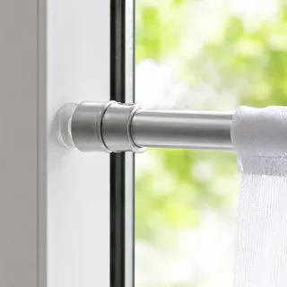 DecoHomeTextil Klemmstange für Gardinen, ausziehbar, Silber 40-60 cm