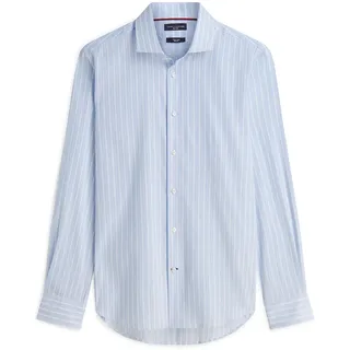 TOMMY HILFIGER Hemd New York Label Flex Collar hellblau / weiß L-XL
