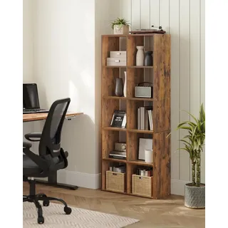 VASAGLE Bücherregal Standregal, Wohnzimmer, Büro, skandinavischer Stil, mit 10 Fächern, als Raumteiler braun 161.5 cm
