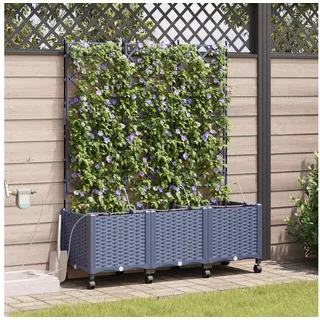 vidaXL Garten Blumenkübel mit Bewässerung und Rädern 3 Stk. Grau