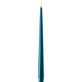 Deluxe Homeart LED Stabkerze mit Lack Real Flame 2er Set, Ø2,2 cm x H 28 cm, 2er Set, petrol