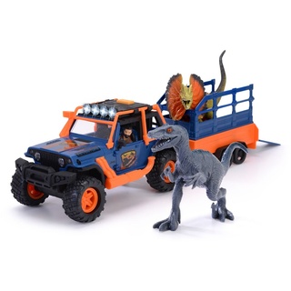 Dickie Toys - Dino Commander (40 cm) - Spielzeug-Auto „Jeepster Commander" inkl. Anhänger mit Figur plus 2 Dinosaurier - Spielzeug für Kinder a...