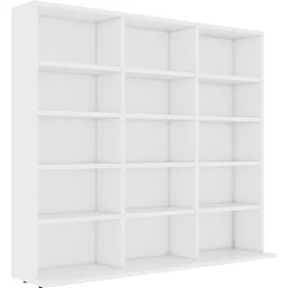 vidaXL CD Regal mit 15 Fächern DVD Bluray Medienregal Medienschrank Aufbewahrung Standregal Regalwand Bücherregal Weiß 100x23x89,5cm Holzwerkstoff