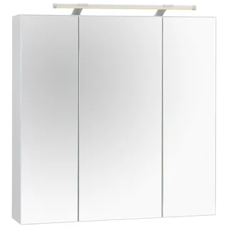 Spiegelschrank SCHILDMEYER "Dorina" Schränke Gr. B/H/T: 70 cm x 71 cm x 16 cm, weiß (weiß glanz) Bad-Spiegelschränke Breite 70 cm, 3-türig, LED-Beleuchtung, Schalter-Steckdosenbox