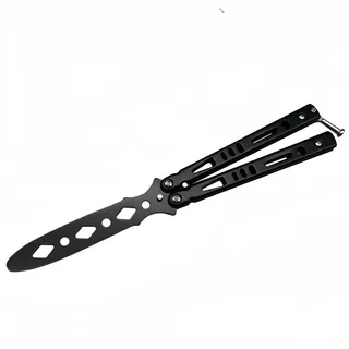 Lajiakoy® Butterfly Trainer, Butterfly Messer, Trainingsmesser mit Ungeschärfter Klinge, Edelstahl Butterfly Kamm Practice Tool für Practicing Flipping Tricks (Schwarz)