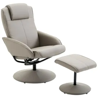 SeedWave Loungesessel Relaxsessel 360° Drehbarer Fernsehsessel mit Liegefunktion, Fußhocker, Der Armlehnstuhl mit verstellbarer Relax-Rüchlehne bis zu 145° grau