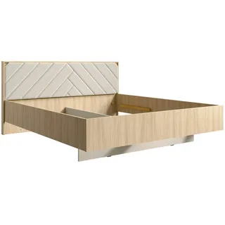 Raumhirsch Furniture Bettgestell Funktionsbett, Doppelbett 180x200, Stauraumbett (Maße: 178,8 x 210,6 x 96,8 cm (inkl. Lattenrost, Bettkasten), einfache Montage, modernes Design, Barista Oak