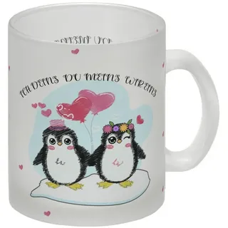 speecheese Tasse Pinguin Pärchen Glas Tasse mit Spruch