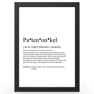 Urhome DIN A5 Kunstdruck Definition Patenonkel ohne Rahmen - Worterklärung wie im Duden Lexikon als Wanddeko Spruch-Poster Deko Wandbild mit Spruch gerahmt für Wohnung Familie Geschenk