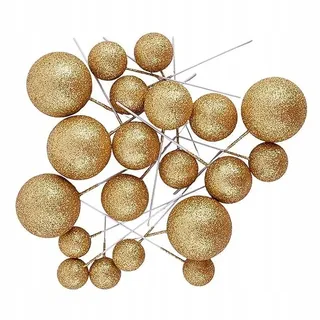 Festivalartikel Tortenstecker Tortendekoration Kugeln am Stiel Gold Topper Ball goldenen Kugeln goldfarben