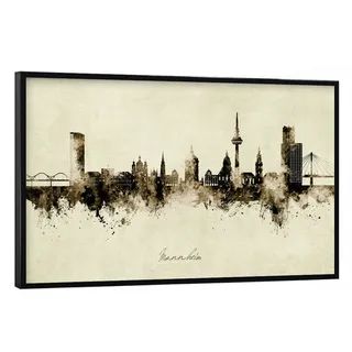 artboxONE Poster mit schwarzem Rahmen 30x20 cm Städte Mannheim Germany Skyline Sepia - Bild Mannheim City Cityscape