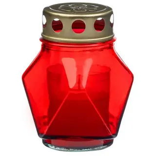 Glofrex S.C. Grabkerze Grablicht-Glas mit Kerze - rot - Höhe 11 cm - Brenndauer 14 h rot
