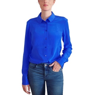 Posh Gear Seidenbluse Damen Seidenbluse Collettoseta Bluse aus 100% Seide 100% Seide blau XS