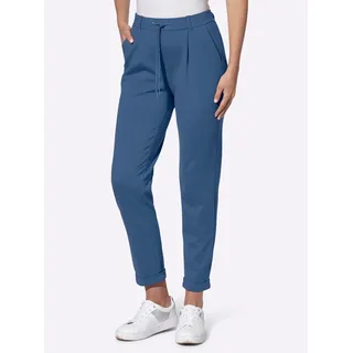 Jogger Pants INSPIRATIONEN, Damen, Gr. 21, Kurzgrößen, blau (jeansblau), 58% Viskose, 36% Polyamid, 6% Elasthan, unifarben, Hosen