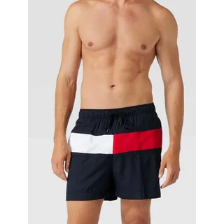 Regular Fit Badehose mit Kontrasteinsatz, Marine, S
