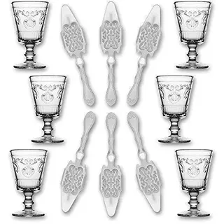 6X La Rochere Absinth Glas Versailles 200ml + 6X Absinth Löffel Antique