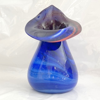 Blaue Vase mundgeblasen Blaue Glasvase kleine Tischvase Rosenvase Höhe ca. 20 cm Oberstdorfer Glashütte