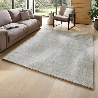 THEKO Boston UNI Handwebteppich 190 x 290 cm Silber