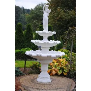 JVmoebel Gartenbrunnen Handgefertigter Zierbrunnen aus Stein für den Garten, Made in Europa weiß
